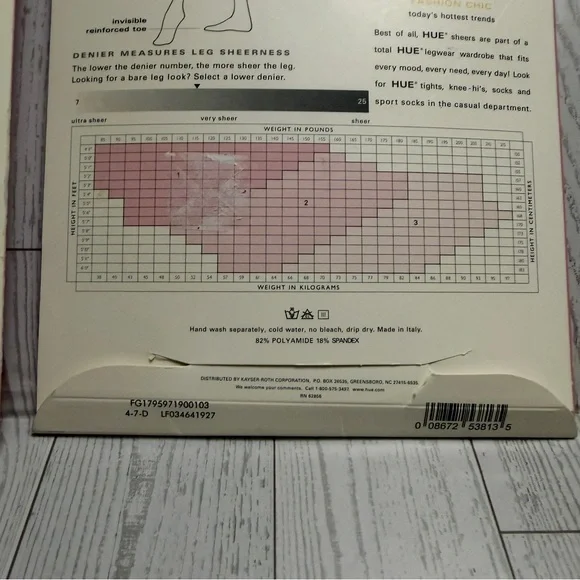 Hue French Lace Thigh High Stockings Black & Beige Shee 15 Denier 5971 PLUS Sz 3 - Picture 6 of 7